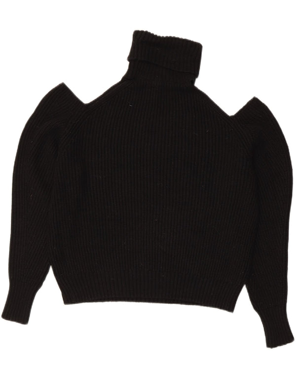 Zara Damen Crop Oversized Rollkragenpullover Pullover UK 10 Small Schwarz