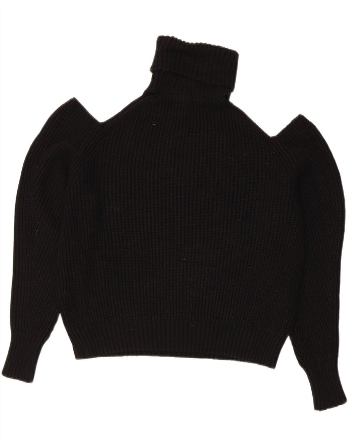 Zara Damen Crop Oversized Rollkragenpullover Pullover UK 10 Small Schwarz
