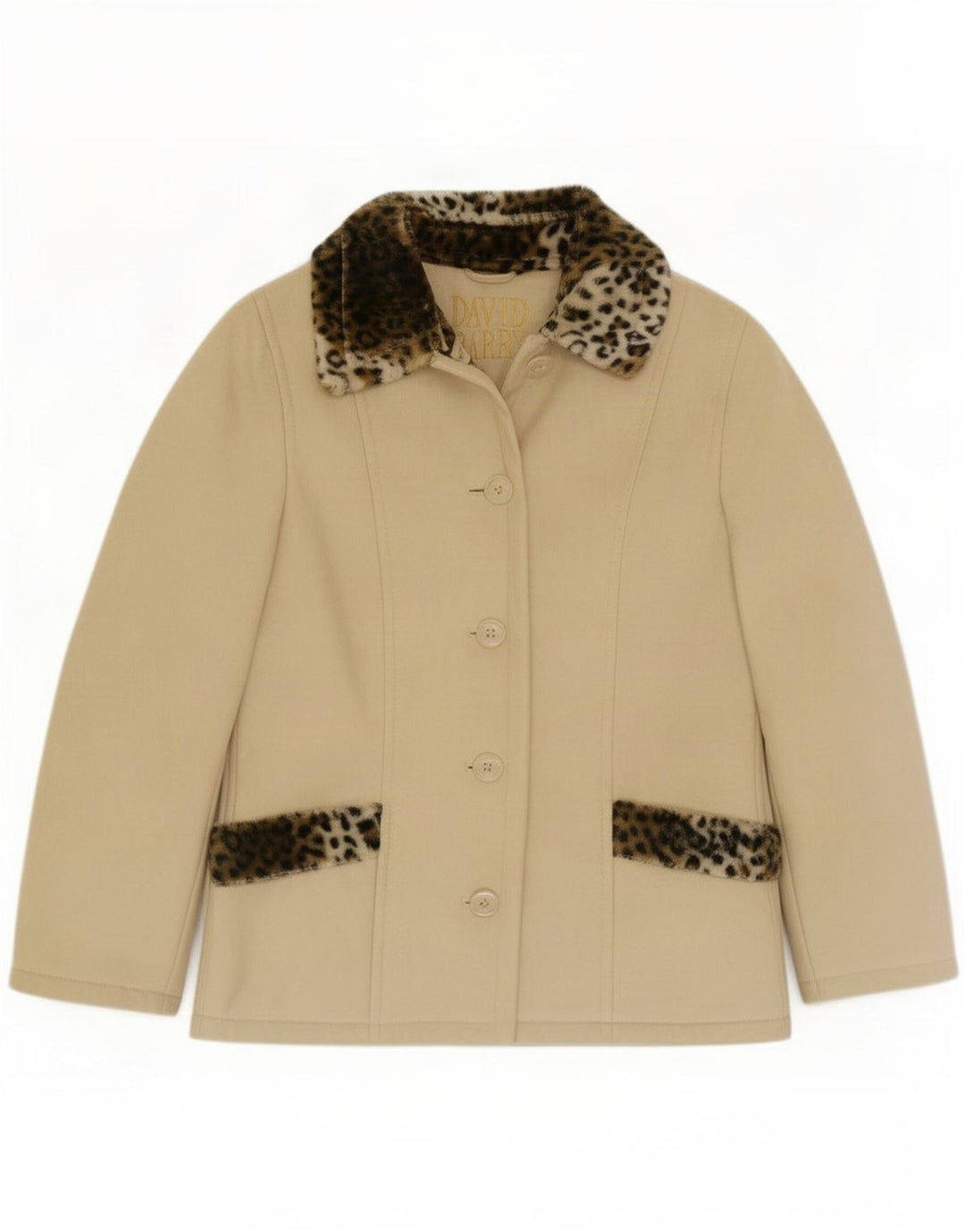 David Barry Damen-Blazer mit 4 Knöpfen, UK 12, Mittelbeige mit Tiermuster