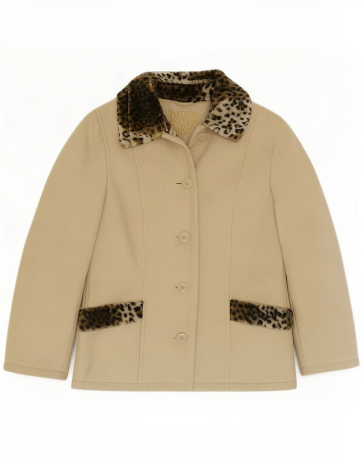 David Barry Damen-Blazer mit 4 Knöpfen, UK 12, Mittelbeige mit Tiermuster