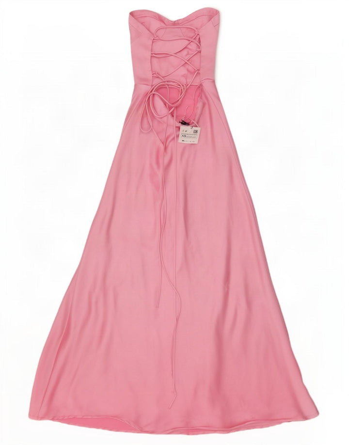 Zara Damen Maxi-trägerloses Kleid UK 4 XS Rosa