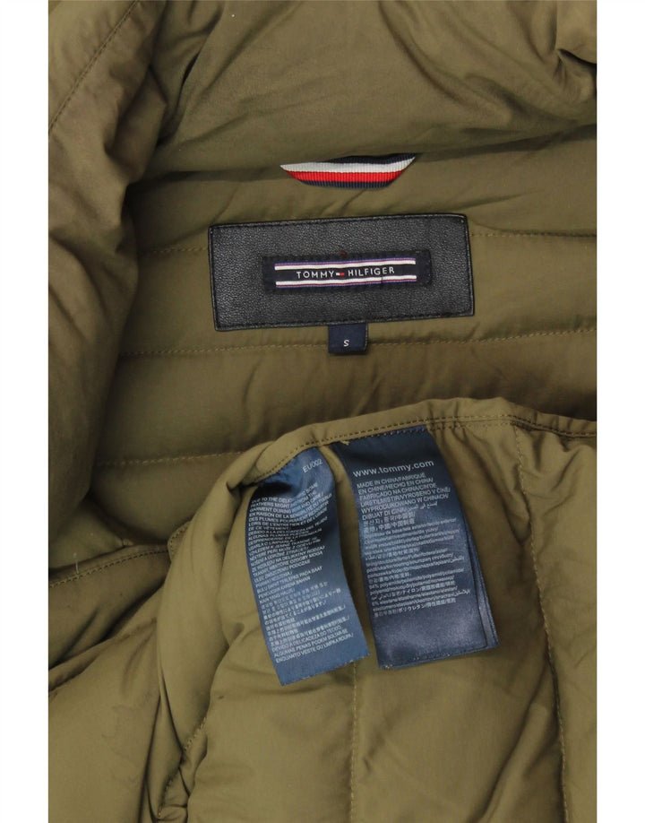 TOMMY HILFIGER Womens Hooded Padded Coat UK 10 Small Khaki Polyamide