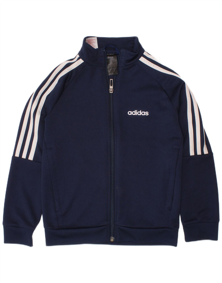 ADIDAS Jungen Climalite Trainingsanzug Top Jacke 7-8 Jahre Marineblau Polyester
