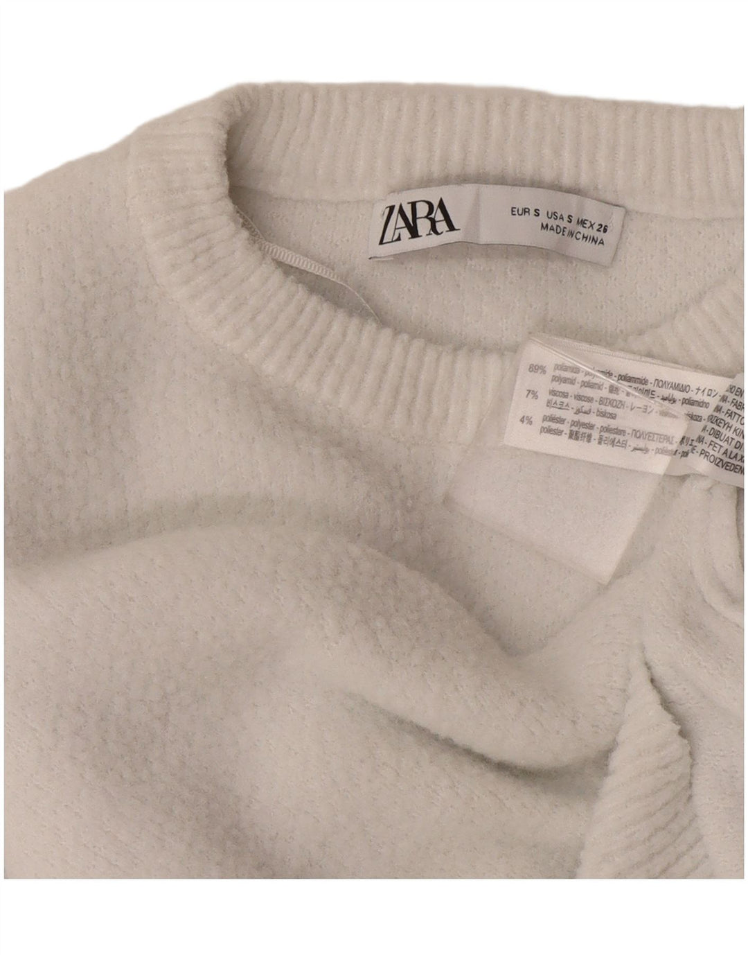 Zara Damen Crop-Oversize-Pullover mit Rundhalsausschnitt, Gr. 10, Größe S, Weiß