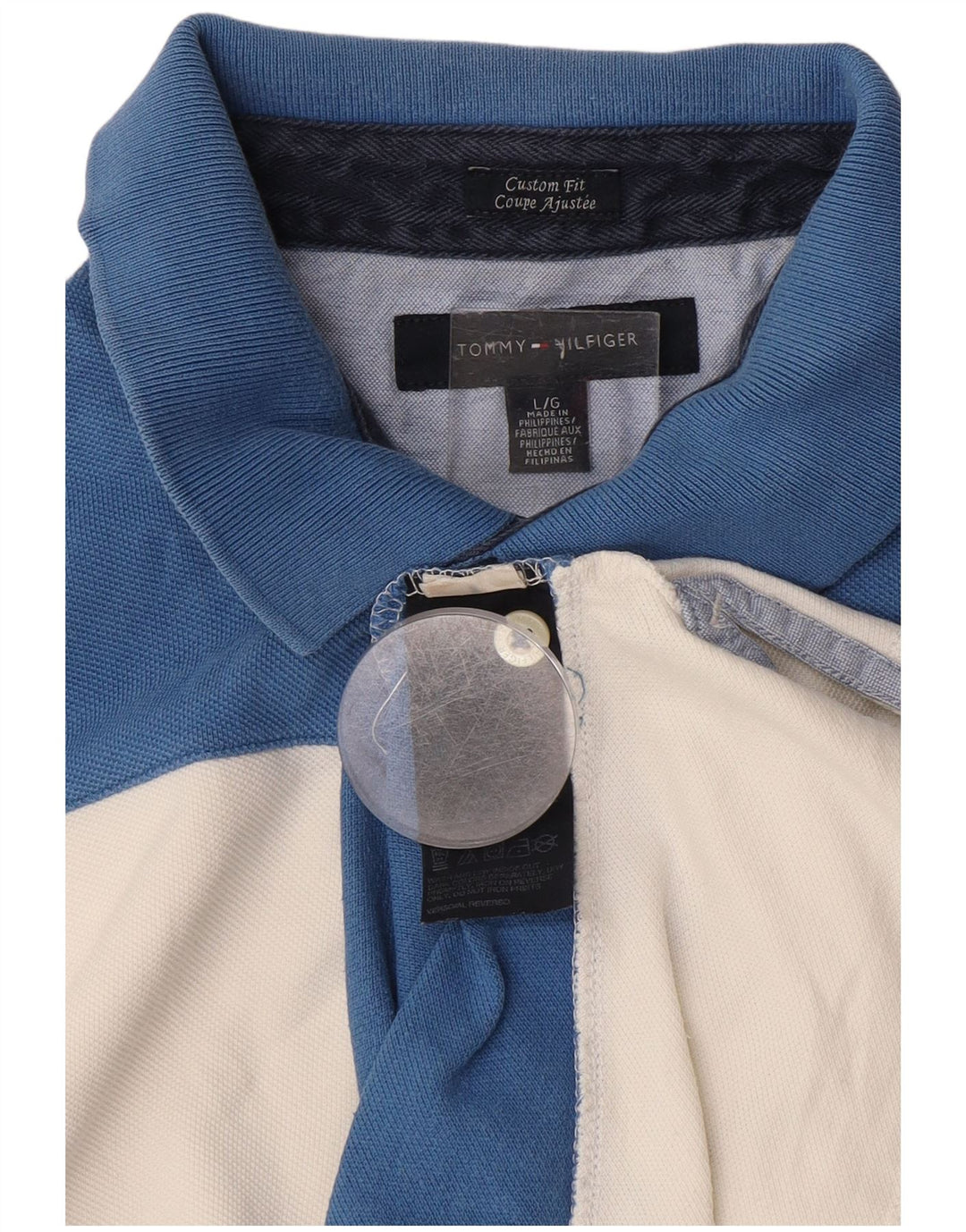 Tommy Hilfiger Herren-Poloshirt mit individueller Passform, groß, blau gestreift, Baumwolle