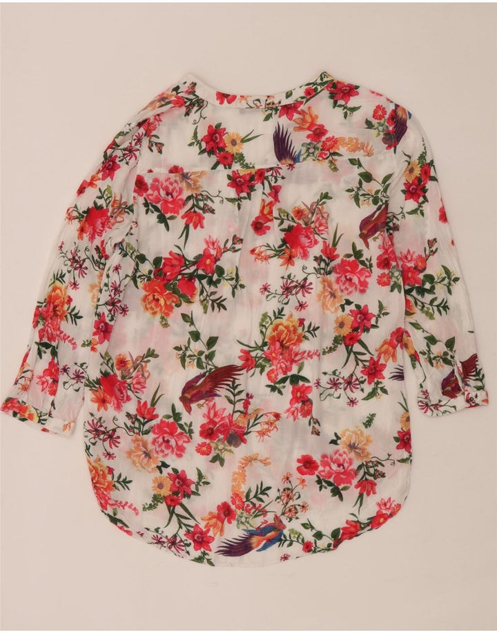 Zara Damen-Blusenoberteil mit 3/4-Ärmeln, Größe M, mehrfarbig, Blumenmuster