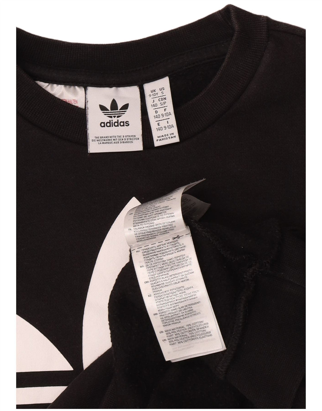 Adidas Jungen Grafik-Sweatshirt-Pullover 9–10 Jahre, schwarze Baumwolle