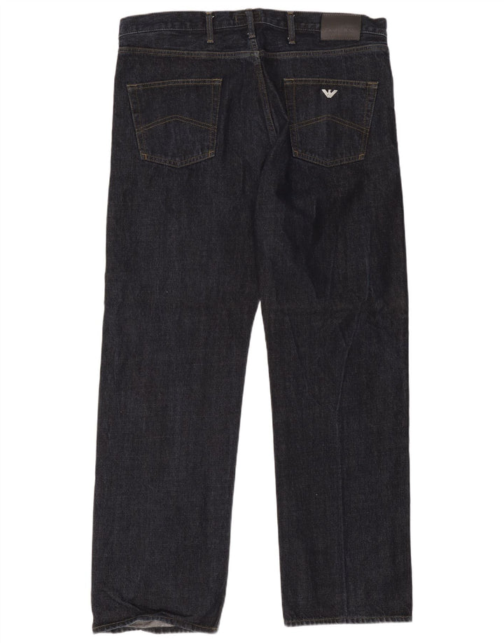 Armani Herren Straight Jeans W40 L32 Marineblaue Baumwolle