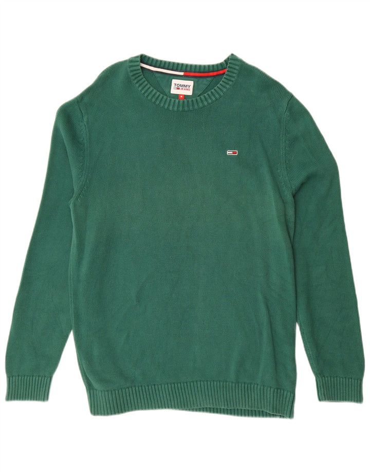 TOMMY HILFIGER Herren-Pullover mit Rundhalsausschnitt, mittelgrüne Baumwolle
