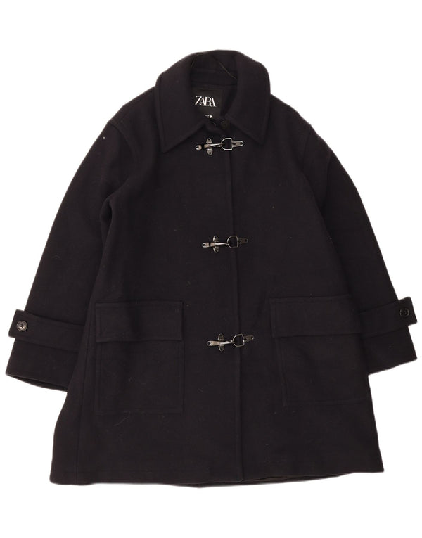 Zara Damen Übergroßer Mantel UK 10 Small Marineblaue Wolle