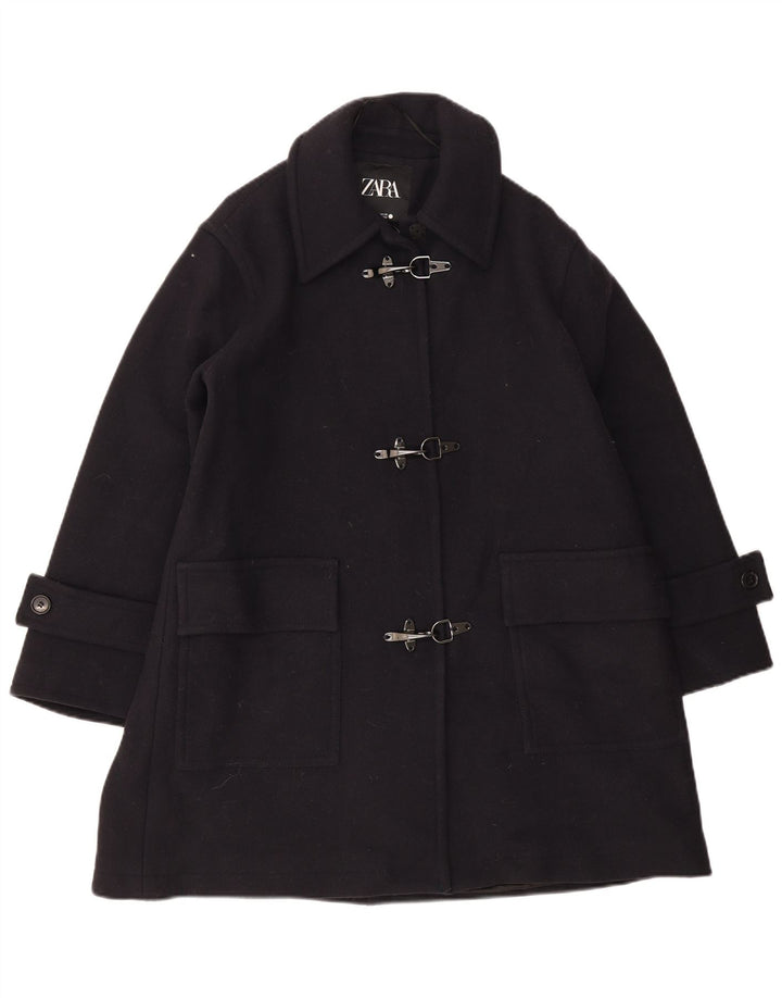 Zara Damen Übergroßer Mantel UK 10 Small Marineblaue Wolle