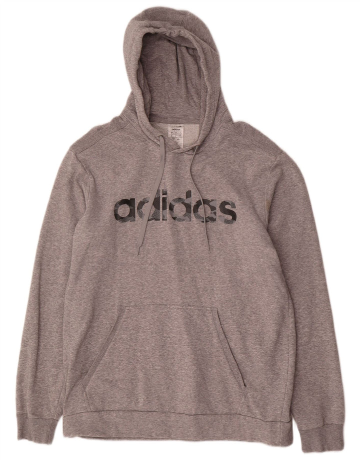 ADIDAS Mens Graphic Hoodie Jumper Large Grey Polyester