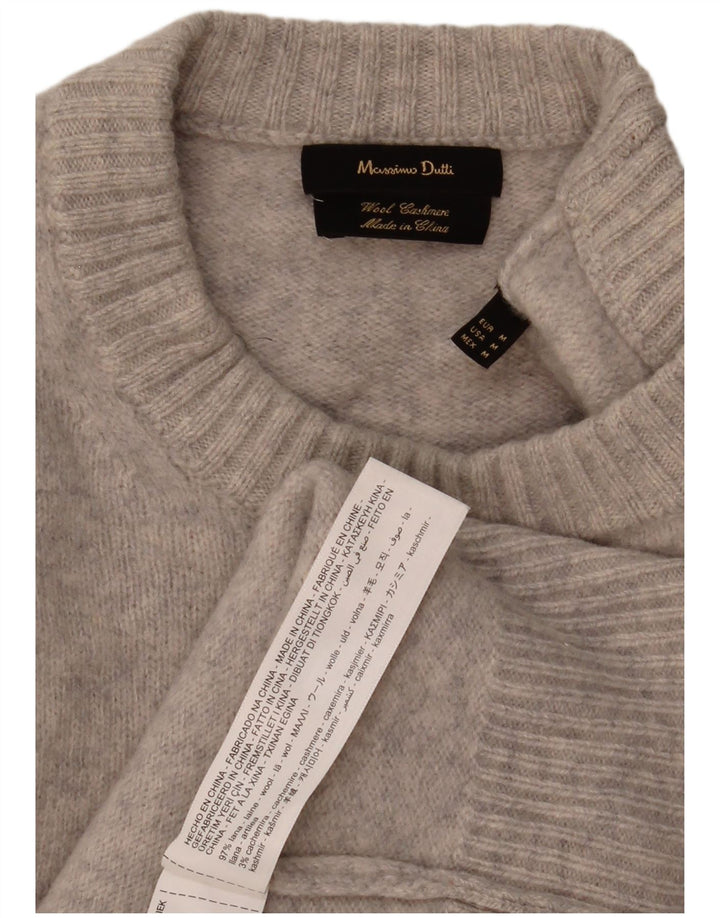 Massimo Dutti Damen-Pullover mit Rundhalsausschnitt, UK 14, Mittelgrau meliert