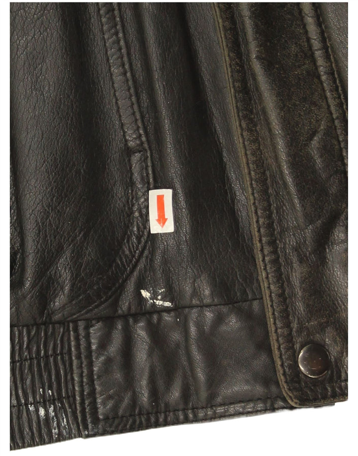 Vintage Herren Lederjacke IT 48 Mittelschwarzes Leder