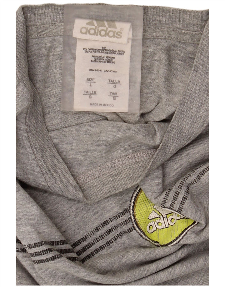 Adidas Herren Graphic Top Langarm Große graue Baumwolle