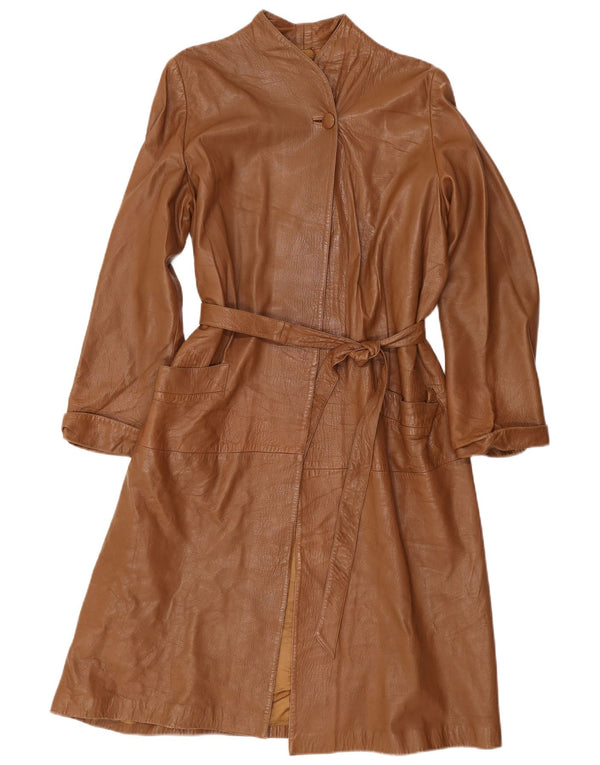 Vintage Damen Übergroßer Ledermantel IT 40 Small Brown