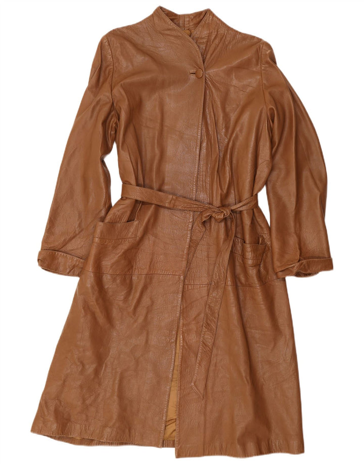 Vintage Damen Übergroßer Ledermantel IT 40 Small Brown