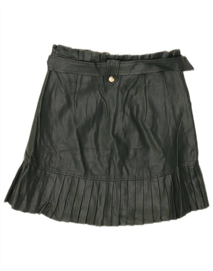 Zara Damen-Rock aus Kunstleder, Größe S, W26, Grün