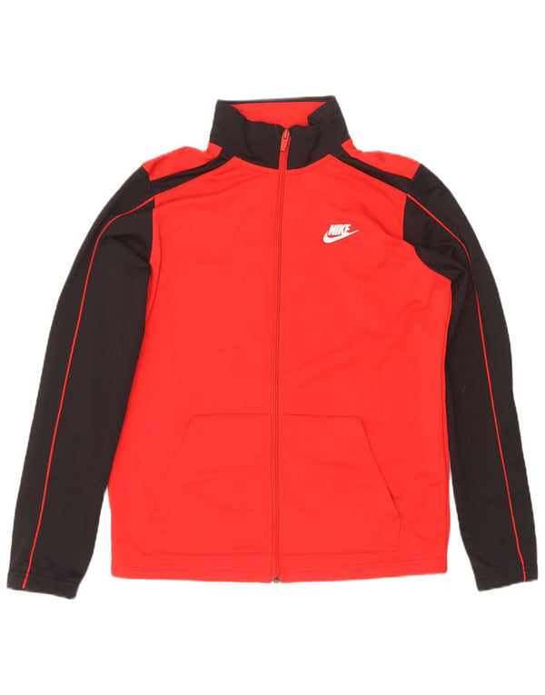 Nike Jungen-Trainingsanzug-Top-Jacke, 13–14 Jahre, XL, rotes Farbblock-Polyester