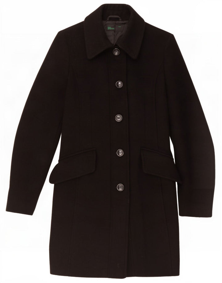 Benetton Damenmantel UK 6 XS Schwarze Wolle