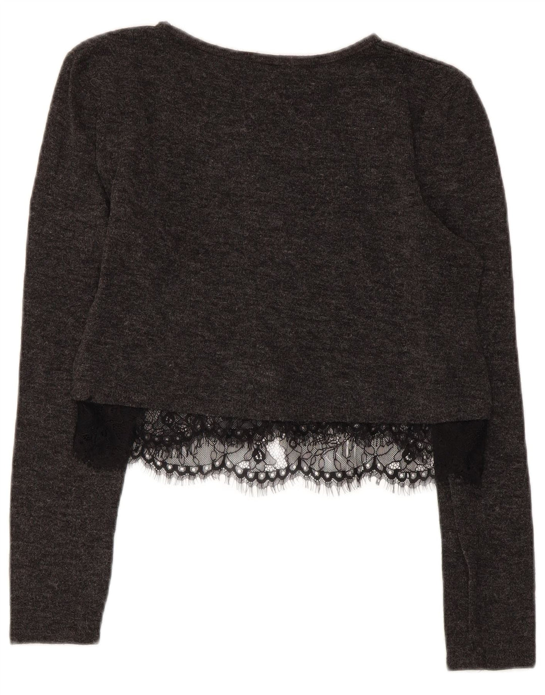 Zara Damen Crop Top Langarm UK 12 Mittelgrau