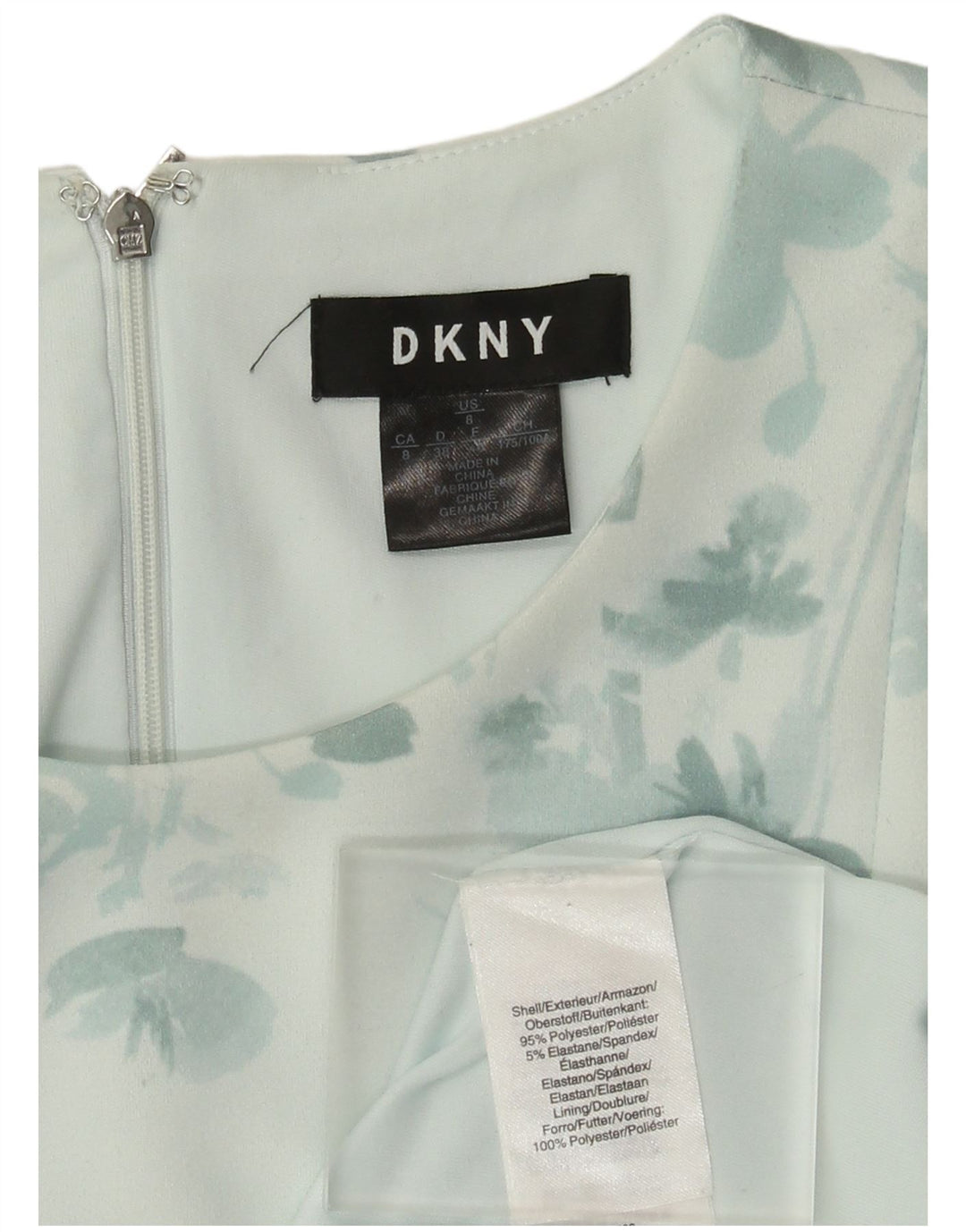 Dkny Damen Ärmelloses A-Linien-Kleid EU 40 Mittelgrünes Blumenmuster aus Polyester