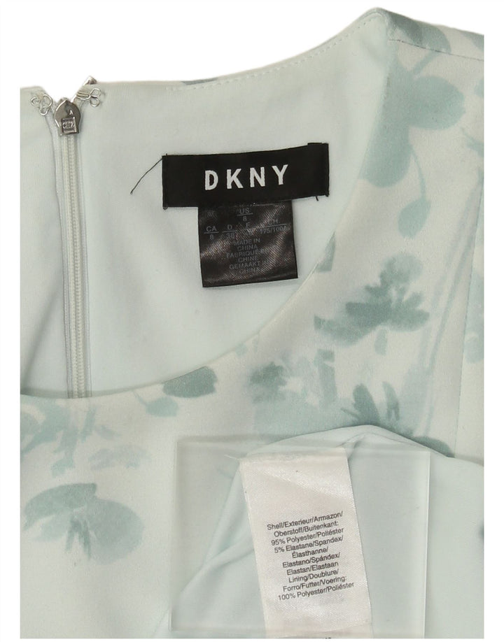Dkny Damen Ärmelloses A-Linien-Kleid EU 40 Mittelgrünes Blumenmuster aus Polyester