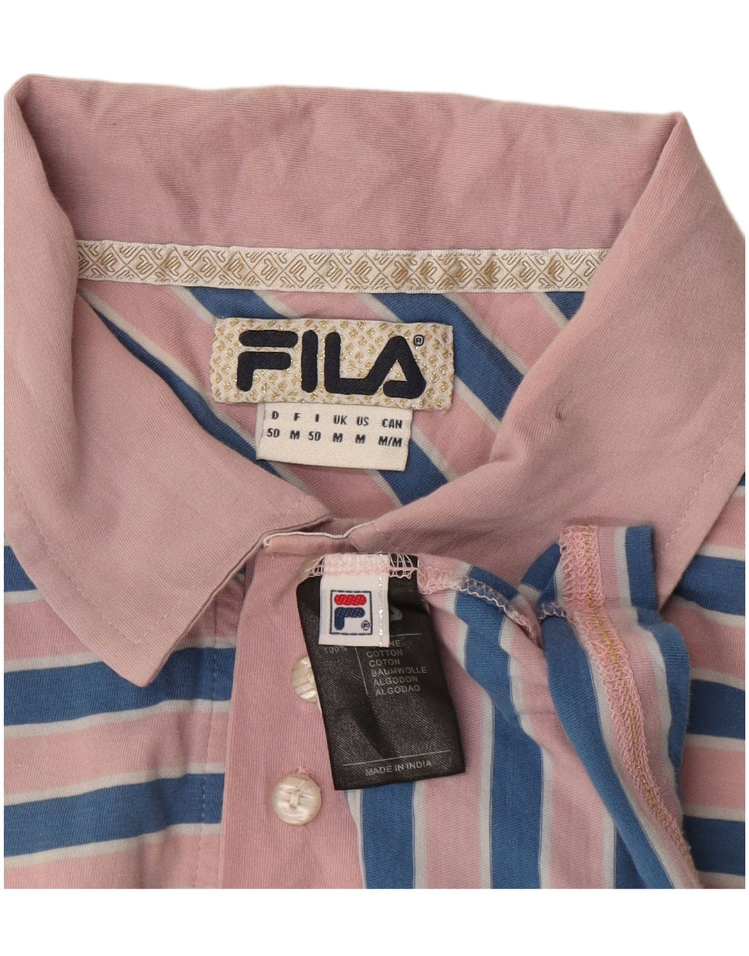 FILA Herren-Poloshirt aus mittelrosa gestreifter Baumwolle