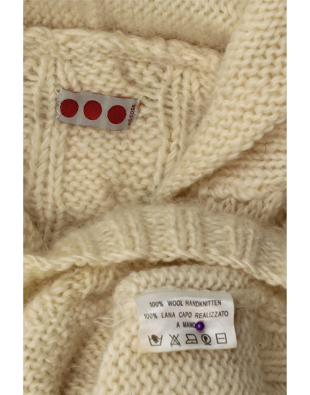 Vintage Herren Strickjacke mit Kapuze, groß, aus weißer Wolle