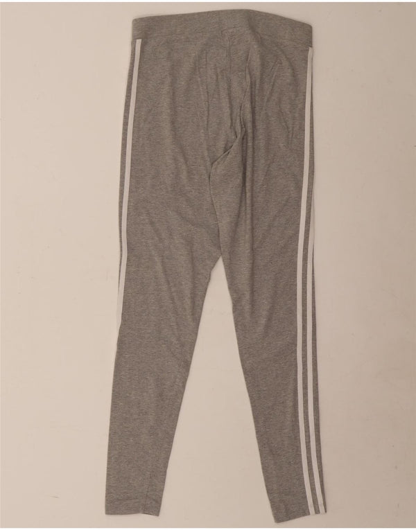 Adidas Damen Leggings UK 14 Mittelgrau gefleckte Baumwolle