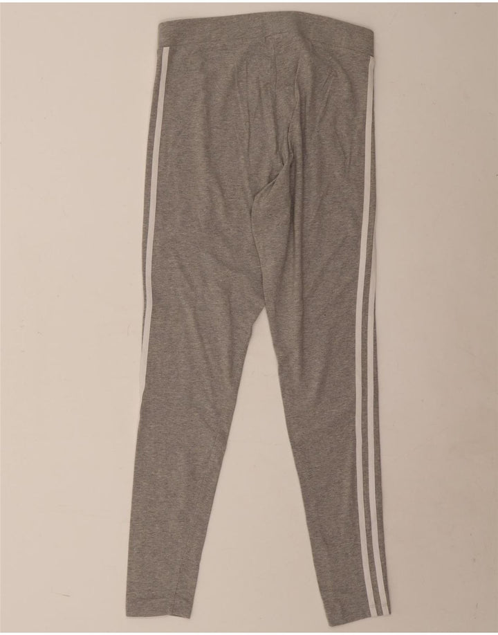 Adidas Damen Leggings UK 14 Mittelgrau gefleckte Baumwolle
