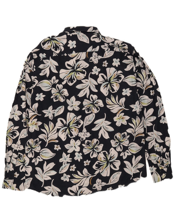 JACK & JONES Herren-Slim-Fit-Hemd XL aus marineblauer Baumwolle mit Blumenmuster