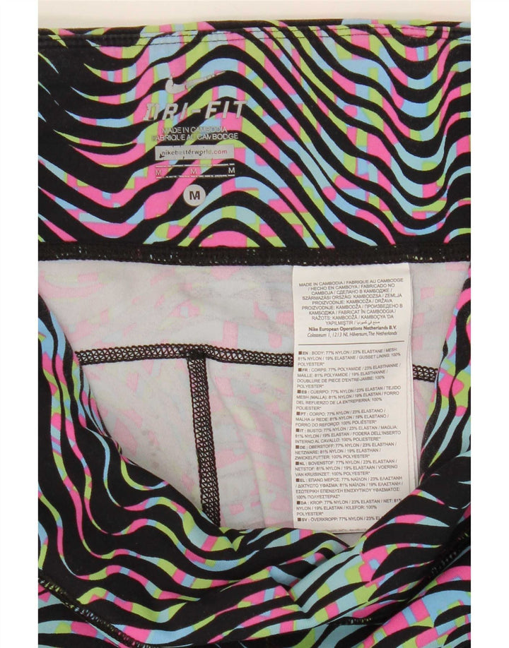 Nike Damen Dri Fit Leggings UK 12 Medium Mehrfarbig gestreift Nylon