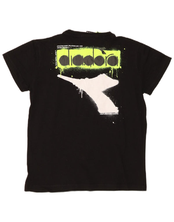Diadora T-Shirt mit Grafik für Jungen, 13–14 Jahre, schwarze Baumwolle