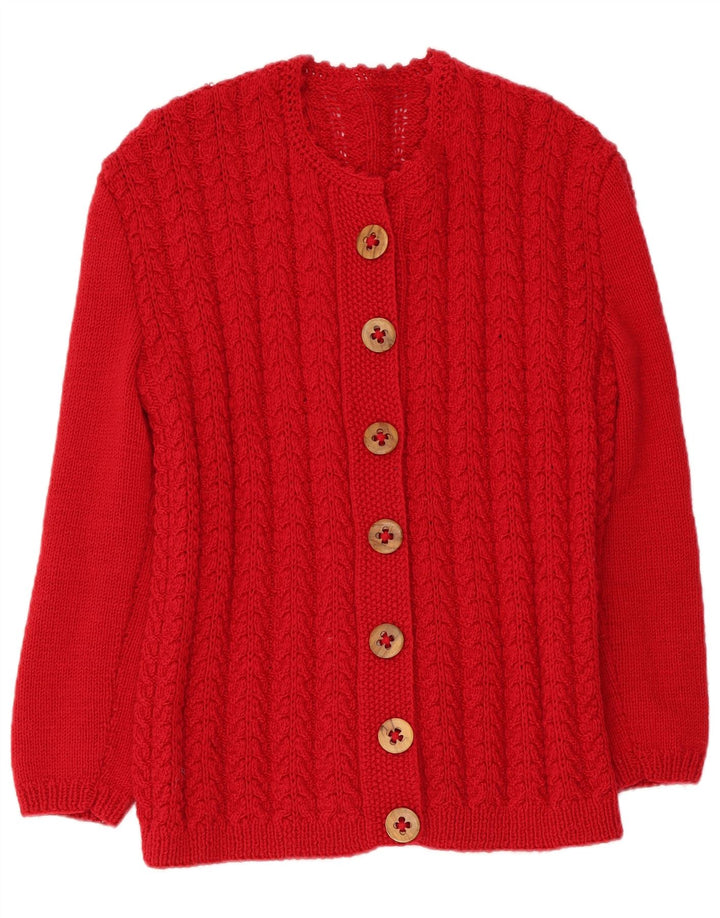 Vintage Damen Cardigan Pullover UK 14 Mittelrot