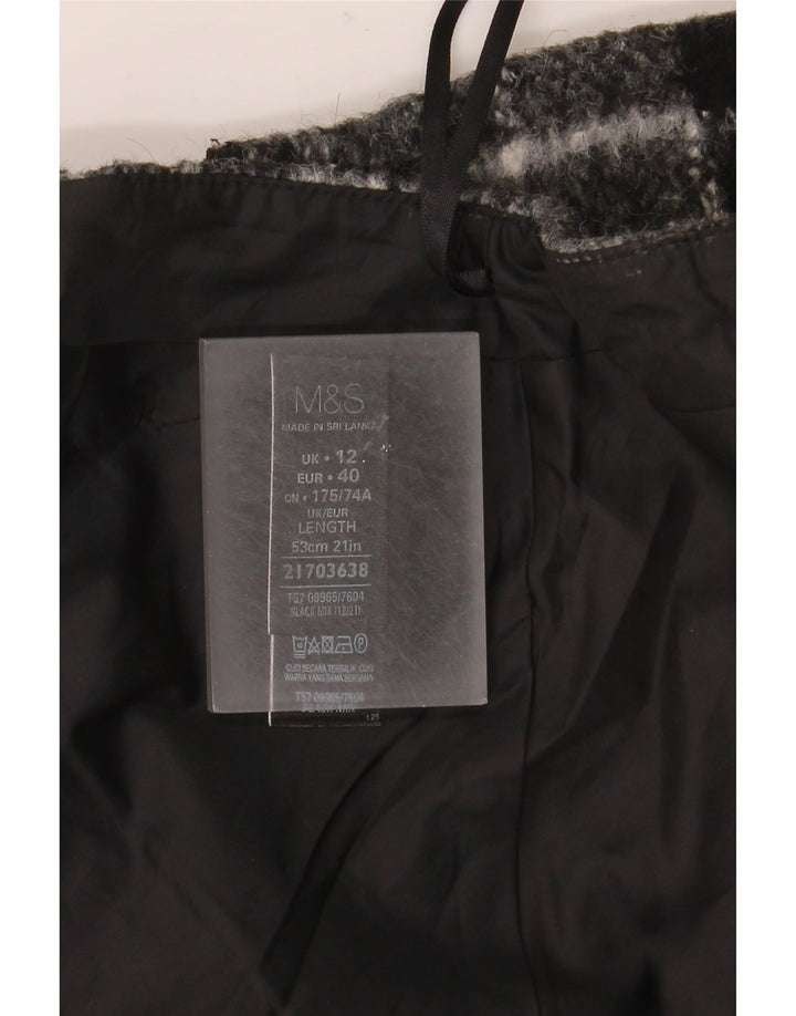 Marks & Spencer Damen Minirock UK 12 Medium W32 Grau kariertes Acryl