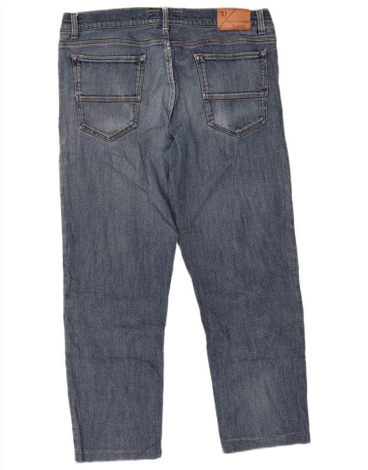 Trussardi Herren-Jeans im Distressed-Look, Größe 51, Größe L, W37, L26, Blau
