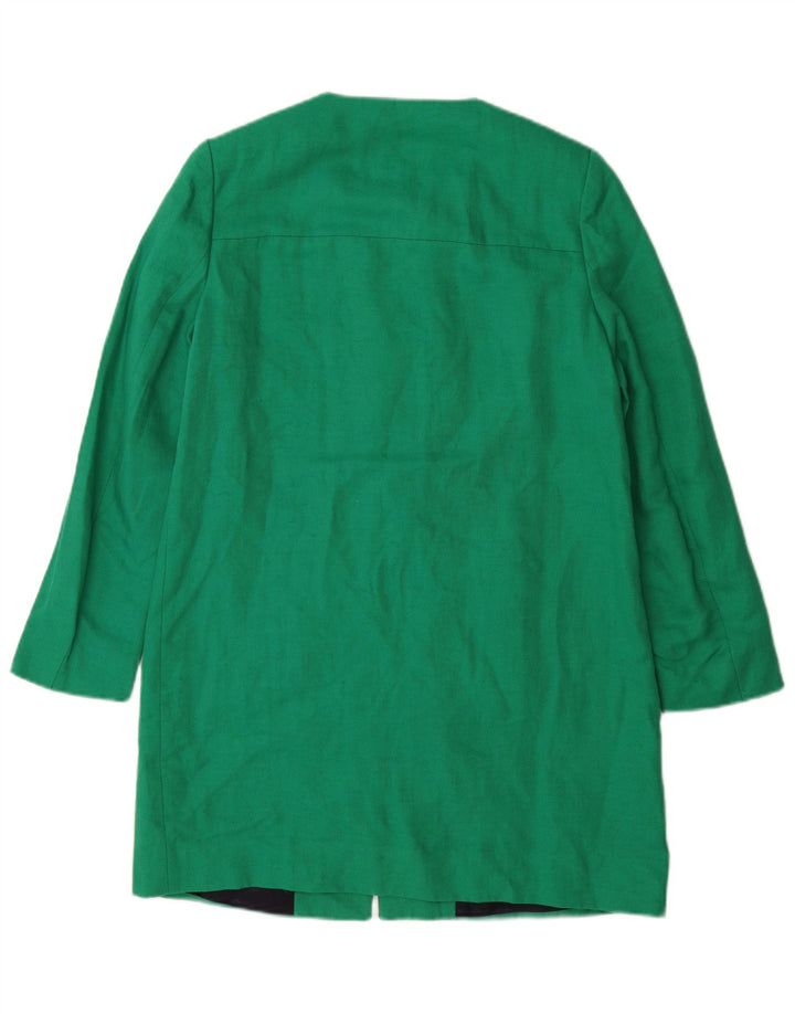 Zara Damen Mantel UK 10 Small Grüne Baumwolle