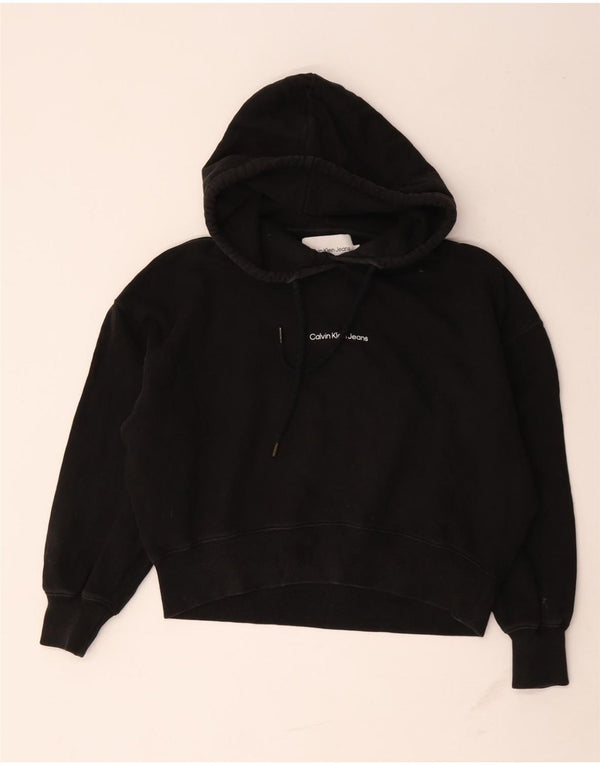 Calvin Klein Jeans Damen Graphic Oversized Hoodie Pullover UK 10 Small Schwarz