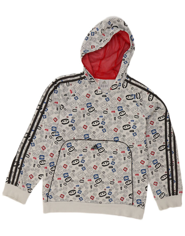 Adidas Jungen Kapuzenpullover mit abstraktem Muster, 15–16 Jahre, weiß, geometrisch
