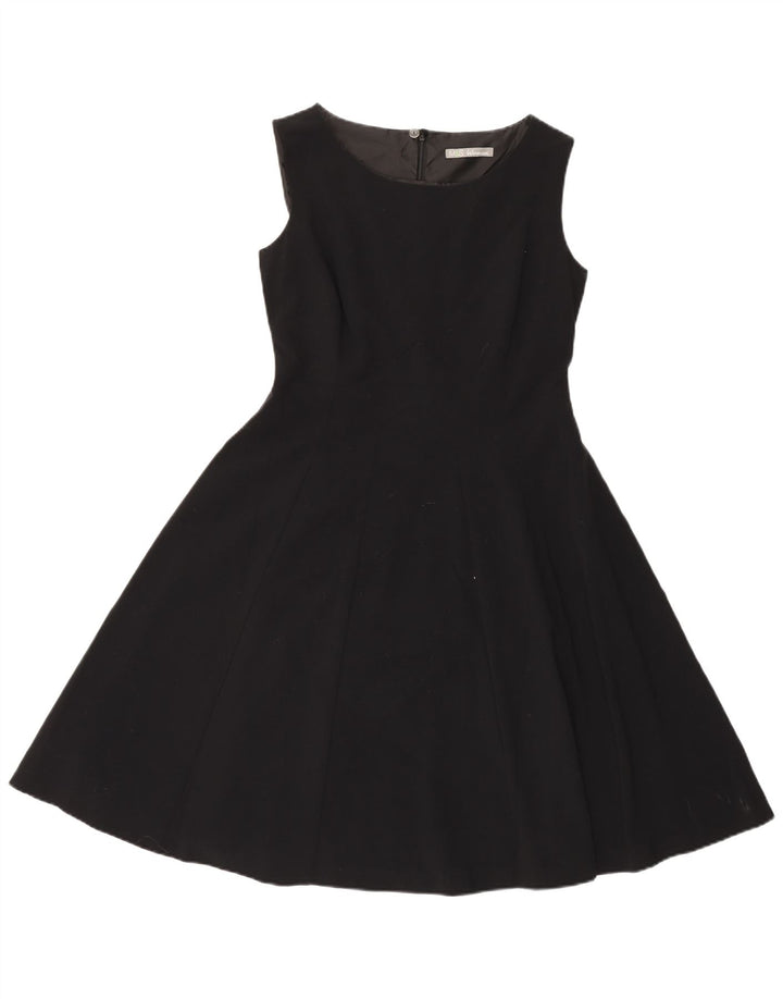 Marks & Spencer Damen Ärmelloses A-Linien-Kleid UK 12 Medium Schwarz Polyester