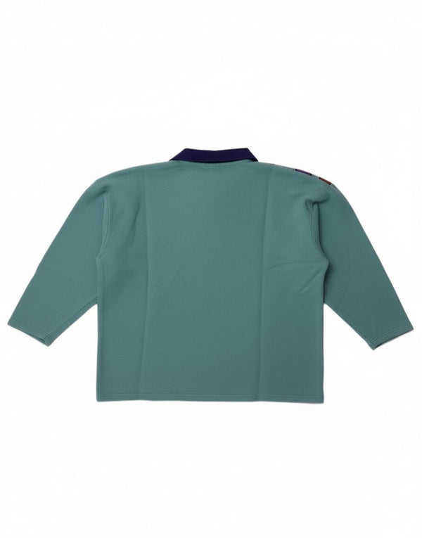 Vintage Damen Übergroßer 3/4-Ärmel-Sweatshirt-Pullover UK 14 Mittelblau