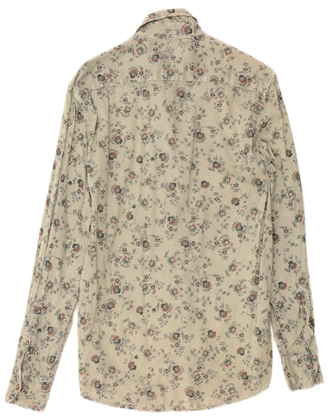 Benetton Herrenhemd Mittelgrau mit Blumenmuster