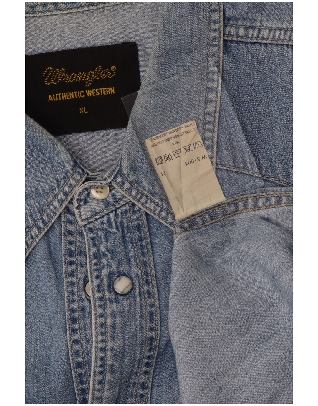 Wrangler Herren Jeanshemd XL Blau Baumwolle Western