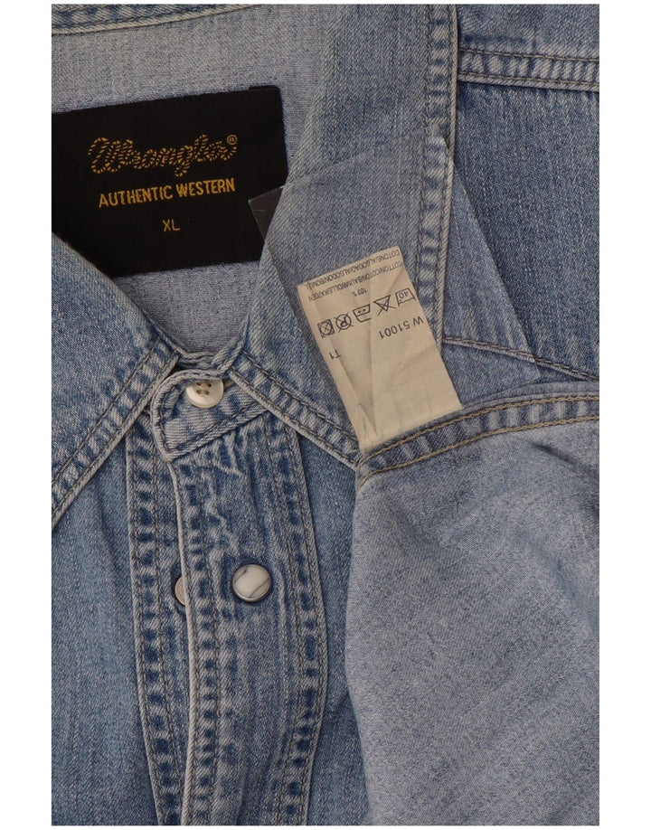 Wrangler Herren Jeanshemd XL Blau Baumwolle Western