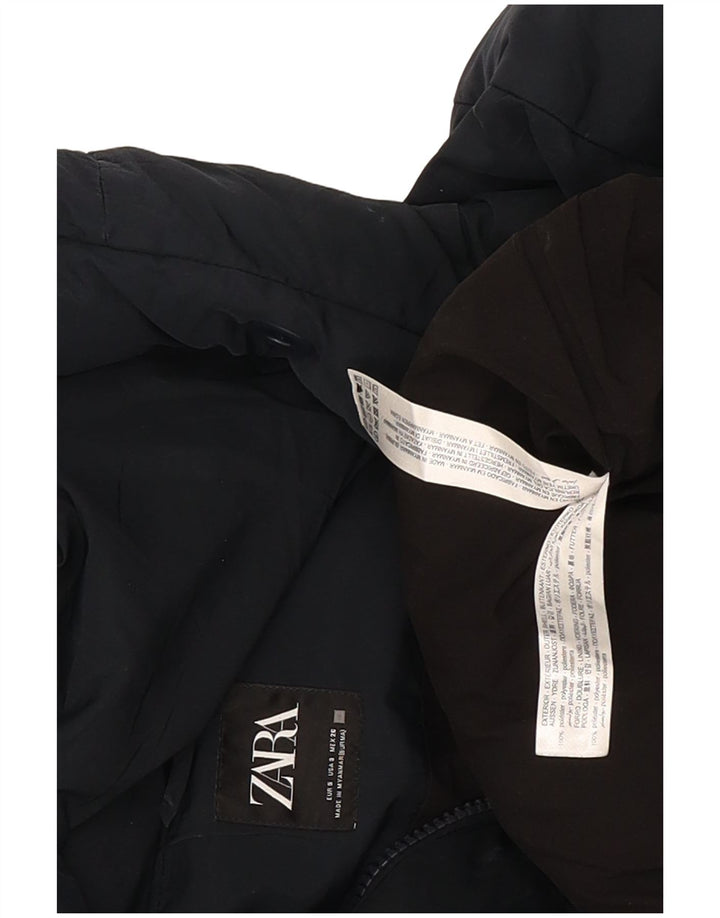 Zara Damen Oversize Crop Hooded Wattierte Jacke UK 10 Small Marineblau