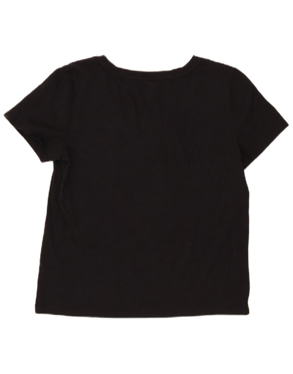 Chaps Damen T-Shirt Top UK 14 Large Schwarz Baumwolle