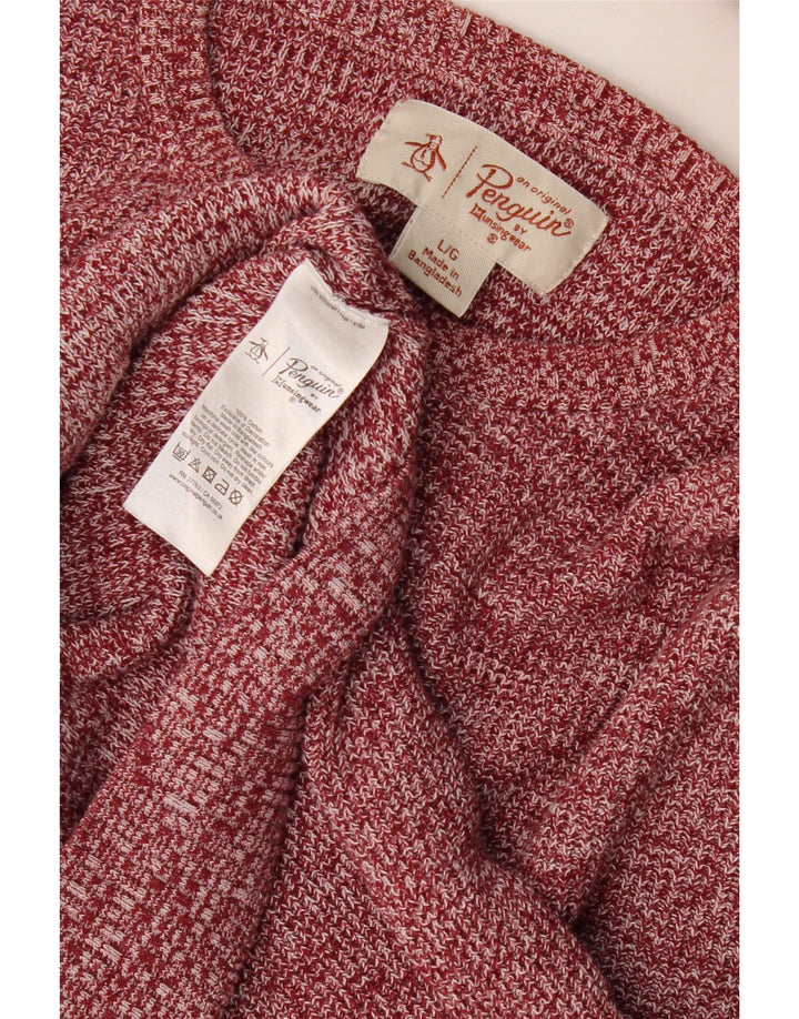 Penguin Herren-Pullover mit Rundhalsausschnitt, groß, kastanienbraun gesprenkelte Baumwolle