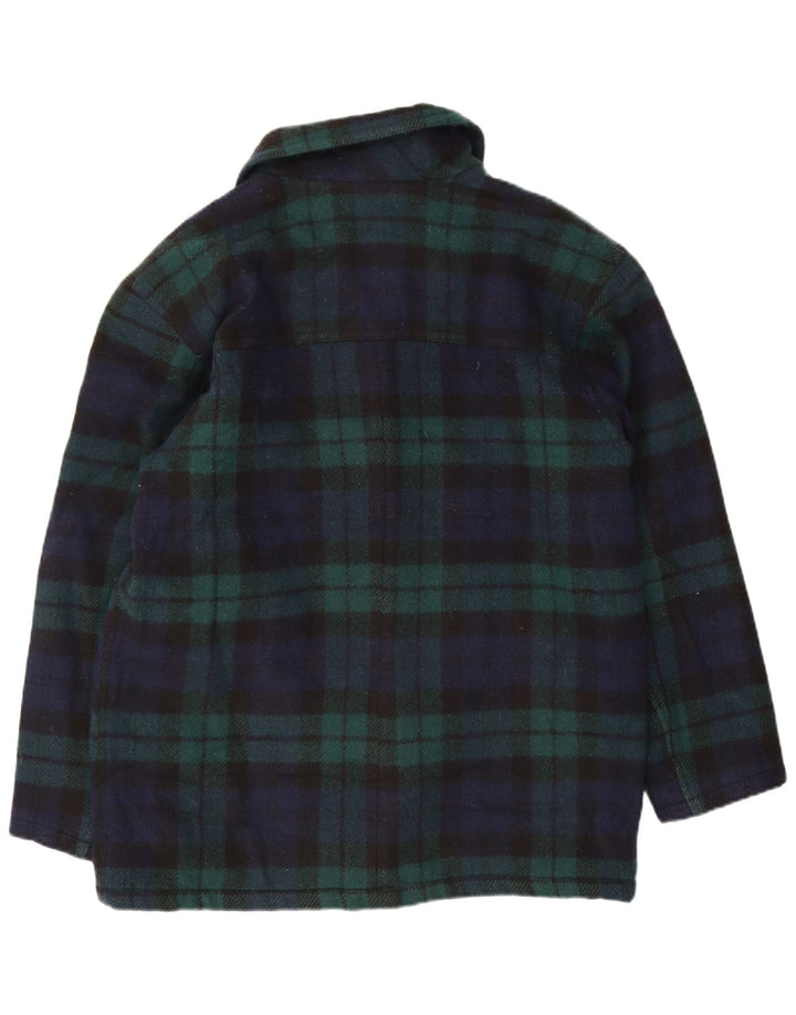 Zum Tragen über Herren-Windbreaker-Mantel UK 38 Mittelblau karierte Wolle