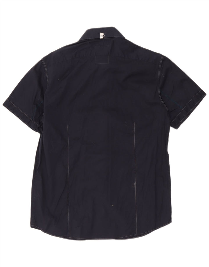 G-Star Herren-Kurzarmhemd, groß, marineblau, Baumwolle
